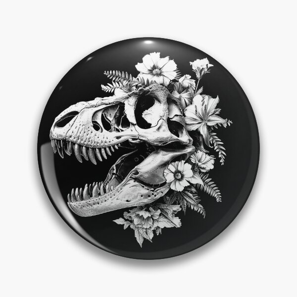 Item preview, T-Rex Skull with Flowers Prehistoric Botanical Gothic Art Design designed and sold by inkoutninja.