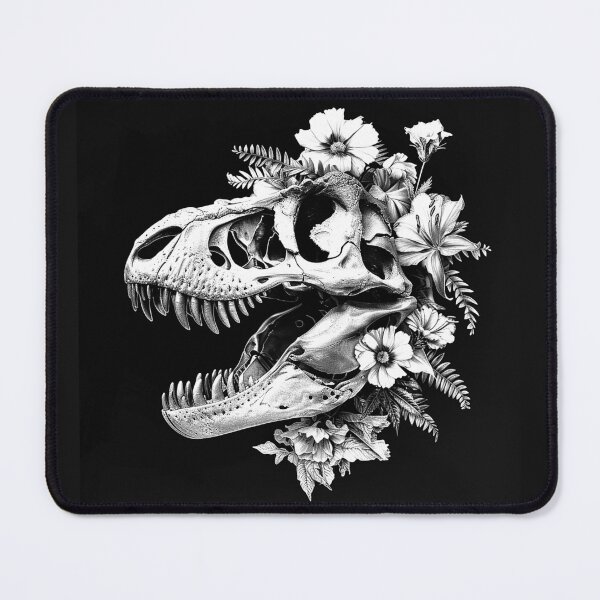 Item preview, T-Rex Skull with Flowers Prehistoric Botanical Gothic Art Design designed and sold by inkoutninja.