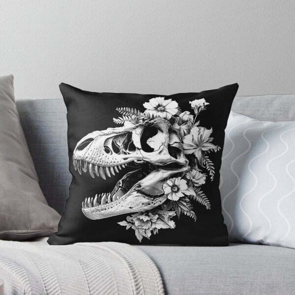 Item preview, T-Rex Skull with Flowers Prehistoric Botanical Gothic Art Design designed and sold by inkoutninja.