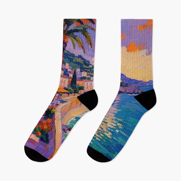 Item preview, Colorful Mediterranean Seaside Promenade with Palm Trees designed and sold by GutyzDesignsES.