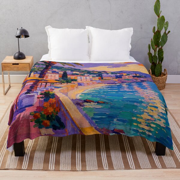 Item preview, Colorful Mediterranean Seaside Promenade with Palm Trees designed and sold by GutyzDesignsES.
