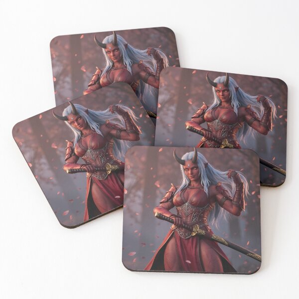 Item preview, Red Skin Demon Girl Katana Forest designed and sold by GalleryBrisArt.