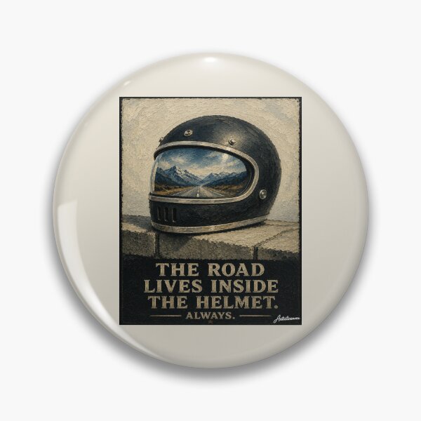 Item preview, Vintage Helmet Visor Reflects Mountain Road Minimalist Moto Art designed and sold by Artisticanvas.