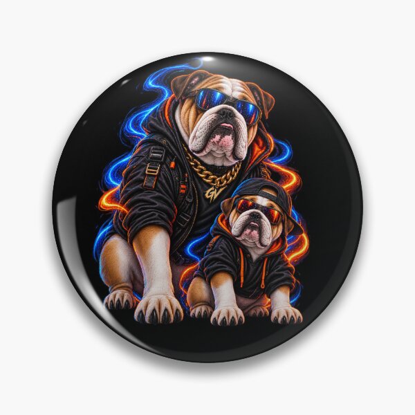 Item preview, Badass Father and Son Bulldogs Cyberpunk Streetwear designed and sold by StaticEmpire.