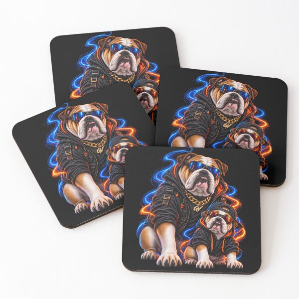 Item preview, Badass Father and Son Bulldogs Cyberpunk Streetwear designed and sold by StaticEmpire.