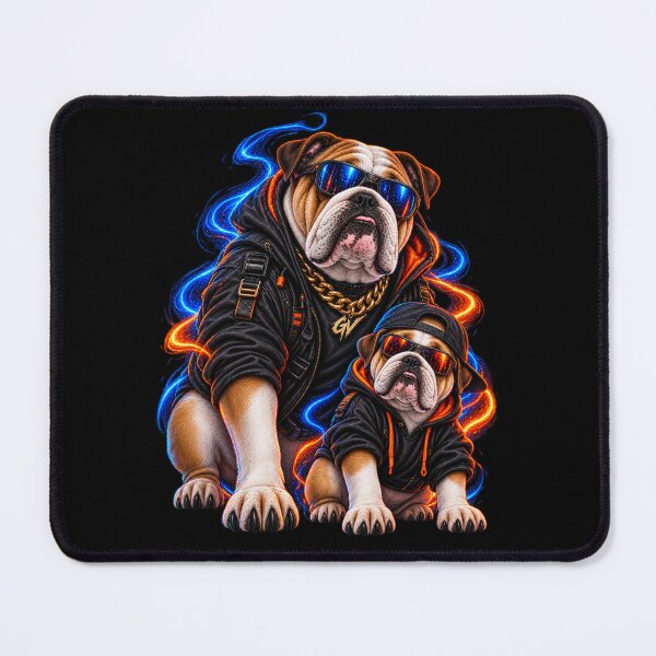 Item preview, Badass Father and Son Bulldogs Cyberpunk Streetwear designed and sold by StaticEmpire.