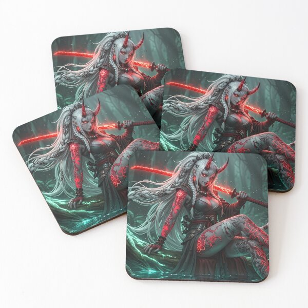 Item preview, Red Skin Demon Girl Katana Forest designed and sold by GalleryBrisArt.