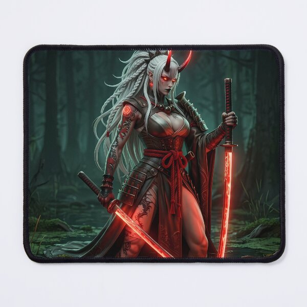 Item preview, Red Skin Demon Girl Katana Forest designed and sold by GalleryBrisArt.