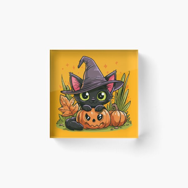 Item preview, Cute Halloween Witch Cat and Ugly Pumpkin designed and sold by RichardRags.