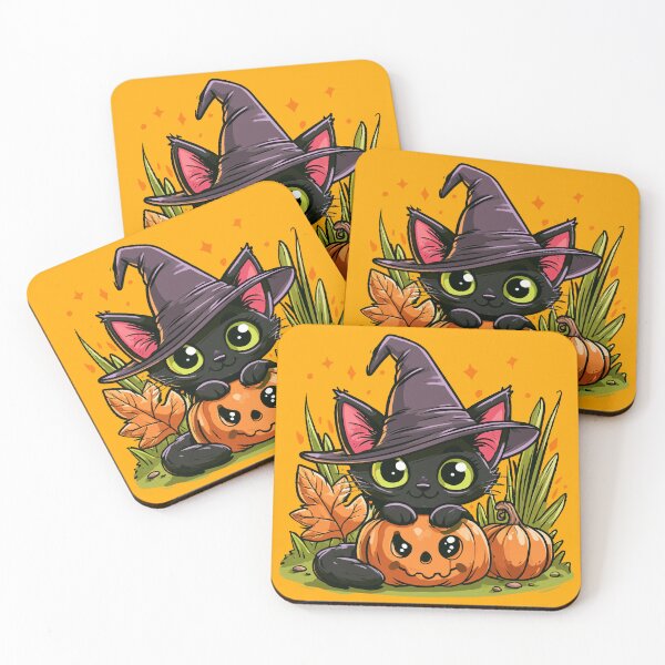 Item preview, Cute Halloween Witch Cat and Ugly Pumpkin designed and sold by RichardRags.