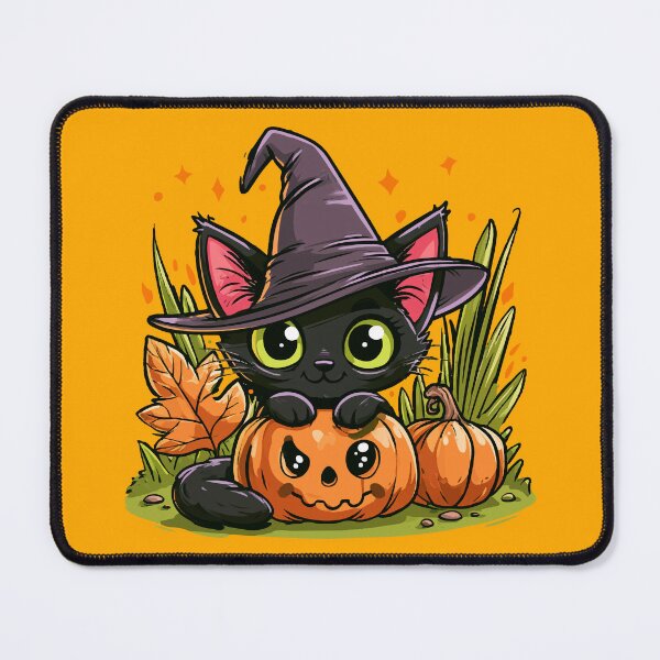 Item preview, Cute Halloween Witch Cat and Ugly Pumpkin designed and sold by RichardRags.