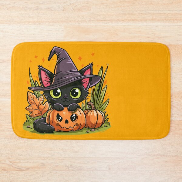 Item preview, Cute Halloween Witch Cat and Ugly Pumpkin designed and sold by RichardRags.