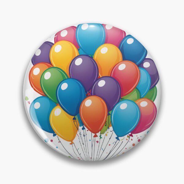 Item preview, Birthday Balloons and Confetti Icon Holographic Rainbow Style – Birthday gift idea designed and sold by michallechowicz.