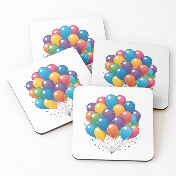 Item preview, Birthday Balloons and Confetti Icon Holographic Rainbow Style – Birthday gift idea designed and sold by michallechowicz.