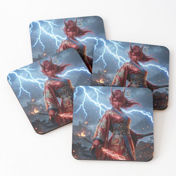 Item preview, Red Demon Samurai Lightning Storm designed and sold by GalleryBrisArt.