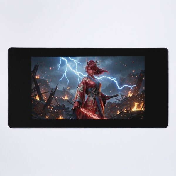Item preview, Red Demon Samurai Lightning Storm designed and sold by GalleryBrisArt.