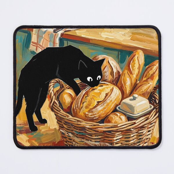 Item preview, Curious Black Cat Sniffing Fresh Bread Matisse Style Art Print designed and sold by DuckOddity.