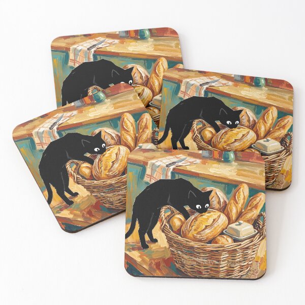 Item preview, Curious Black Cat Sniffing Fresh Bread Matisse Style Art Print designed and sold by DuckOddity.