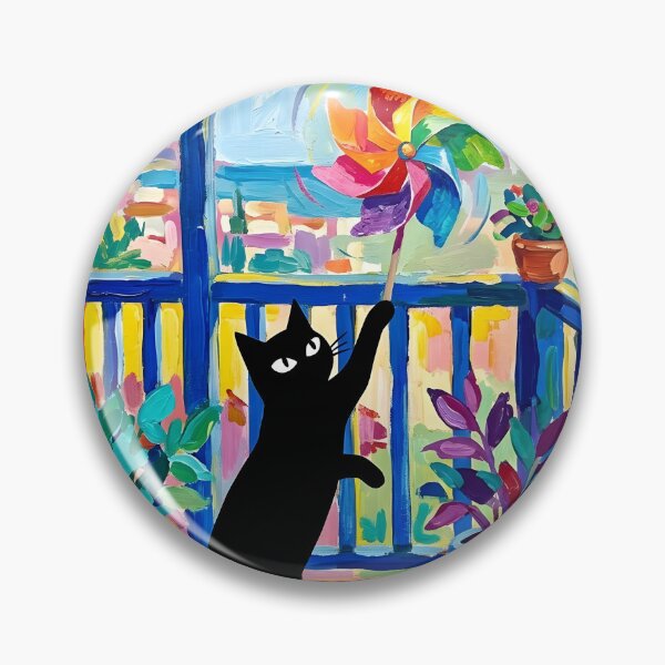 Item preview, Playful Black Cat Swatting Pinwheel Matisse Style Print designed and sold by DuckOddity.