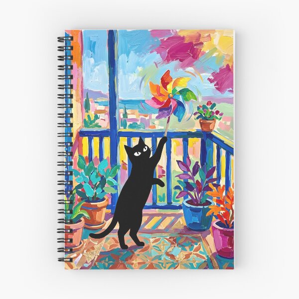 Item preview, Playful Black Cat Swatting Pinwheel Matisse Style Print designed and sold by DuckOddity.