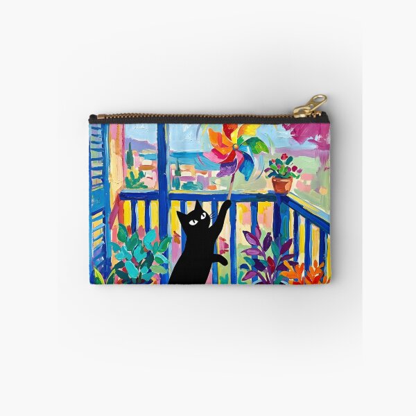 Item preview, Playful Black Cat Swatting Pinwheel Matisse Style Print designed and sold by DuckOddity.