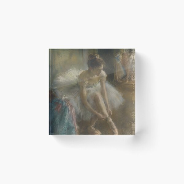 Item preview, Ballerina Tying Pointe Shoes Backstage Ballet Painting designed and sold by GutyzDesignsES.