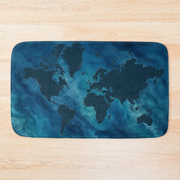 Item preview, Watercolor Ocean World Map Mercator designed and sold by kuradoshanon.