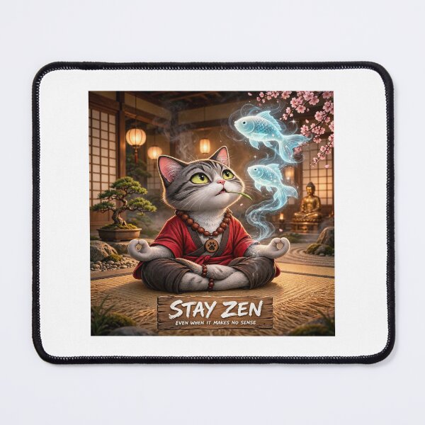 Item preview, Stay Zen - Luminous Koi Smoke - Funny Zen Cat Meditation designed and sold by Csaba1983.