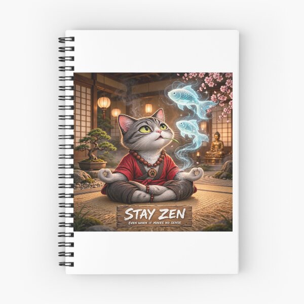 Item preview, Stay Zen - Luminous Koi Smoke - Funny Zen Cat Meditation designed and sold by Csaba1983.