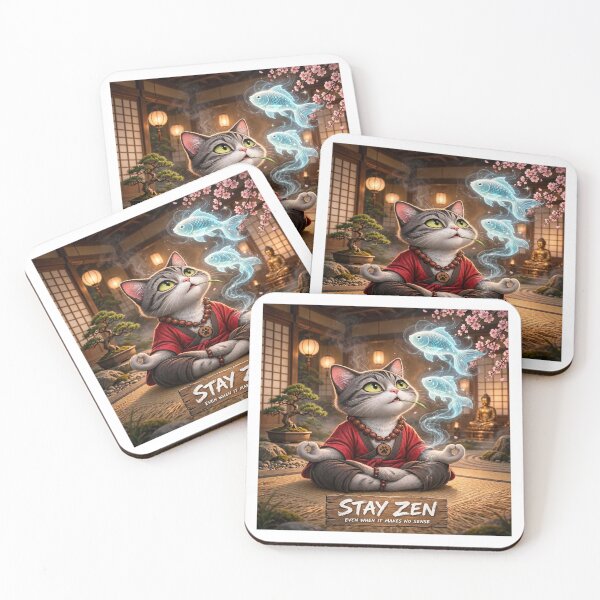 Item preview, Stay Zen - Luminous Koi Smoke - Funny Zen Cat Meditation designed and sold by Csaba1983.