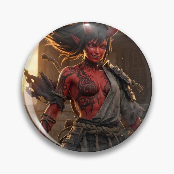 Item preview, Red Skin Oni Girl Katana Temple designed and sold by GalleryBrisArt.