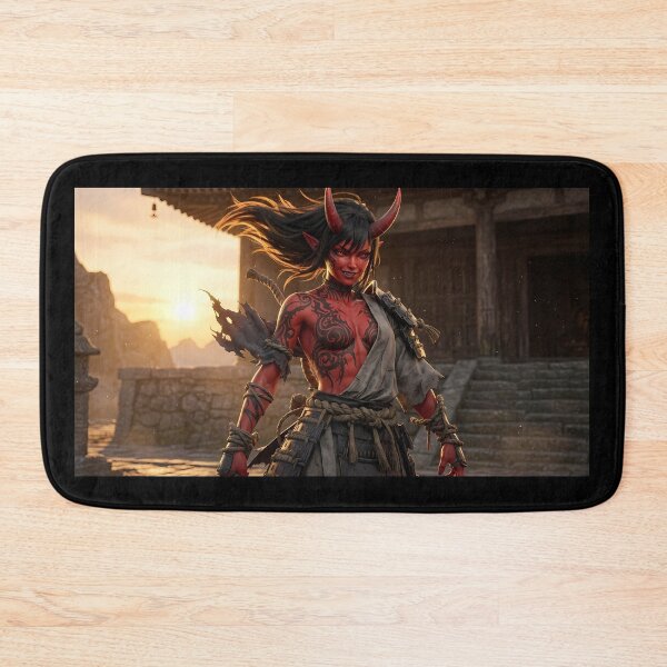 Item preview, Red Skin Oni Girl Katana Temple designed and sold by GalleryBrisArt.