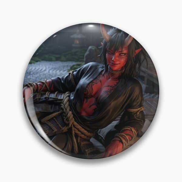 Item preview, Red Skin Oni Girl Katana Temple designed and sold by GalleryBrisArt.