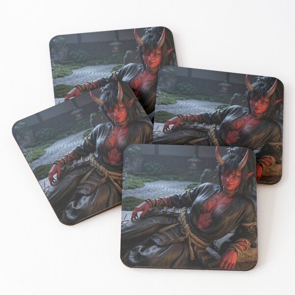 Item preview, Red Skin Oni Girl Katana Temple designed and sold by GalleryBrisArt.