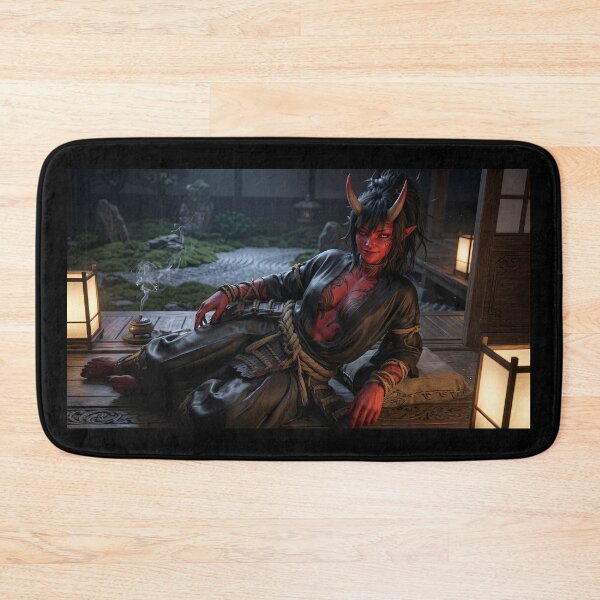 Item preview, Red Skin Oni Girl Katana Temple designed and sold by GalleryBrisArt.