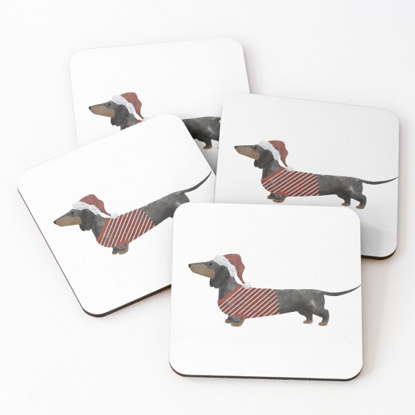 Item preview, Holiday Smooth Dachshund (black & tan) designed and sold by Spinyflowerart.