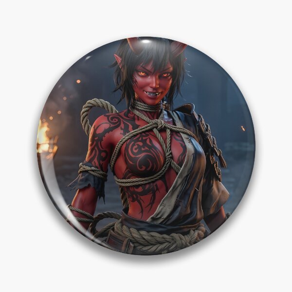 Item preview, Red Skin Oni Girl Katana Temple designed and sold by GalleryBrisArt.