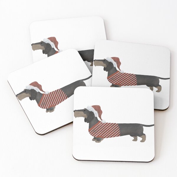 Item preview, Holiday Wirehaired Dachshund (black and tan) designed and sold by Spinyflowerart.