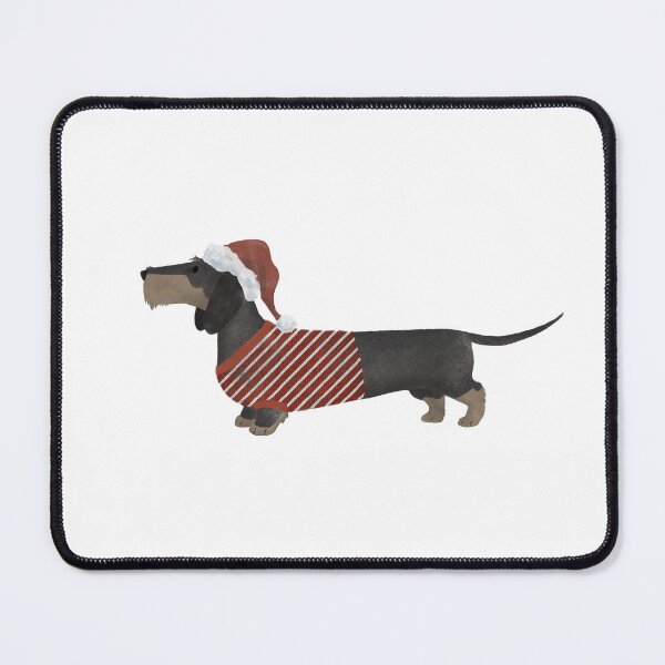 Item preview, Holiday Wirehaired Dachshund (black and tan) designed and sold by Spinyflowerart.