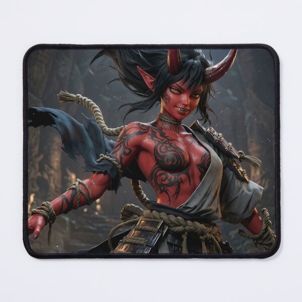 Item preview, Red Skin Oni Girl Katana Temple designed and sold by GalleryBrisArt.
