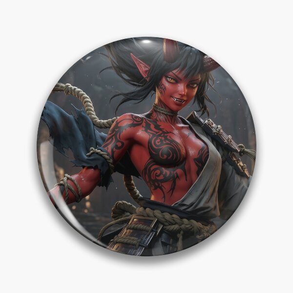 Item preview, Red Skin Oni Girl Katana Temple designed and sold by GalleryBrisArt.