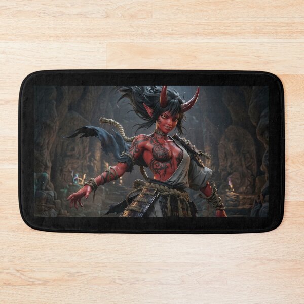 Item preview, Red Skin Oni Girl Katana Temple designed and sold by GalleryBrisArt.