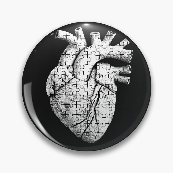 Item preview, Anatomical Heart Puzzle Surreal Medical Jigsaw Black and White Art Design designed and sold by inkoutninja.