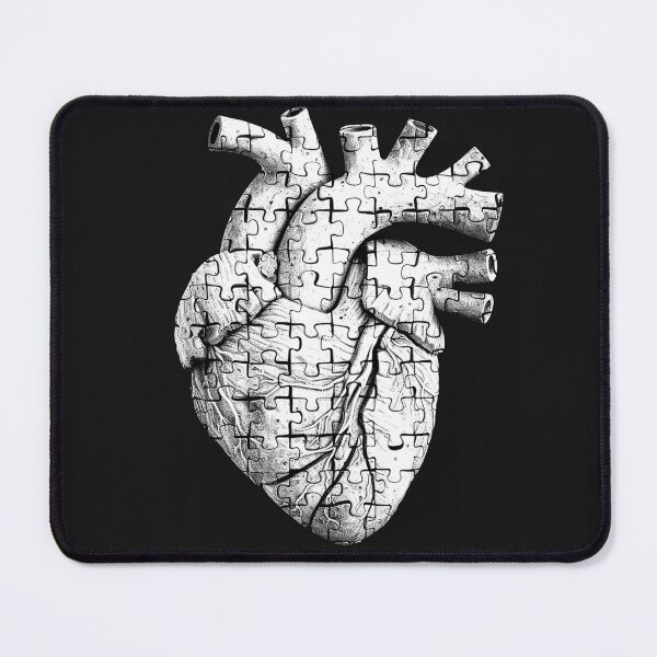 Item preview, Anatomical Heart Puzzle Surreal Medical Jigsaw Black and White Art Design designed and sold by inkoutninja.