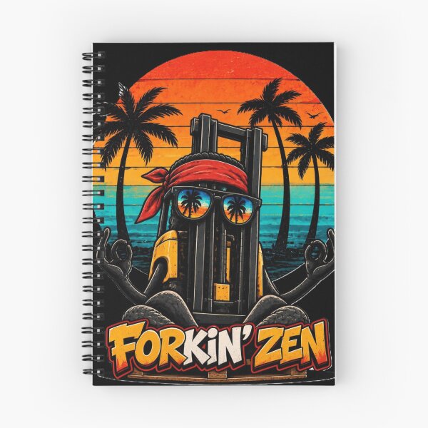 Item preview, Forkin' Zen – Retro Forklift Beach Sunset designed and sold by RetroNibylander.