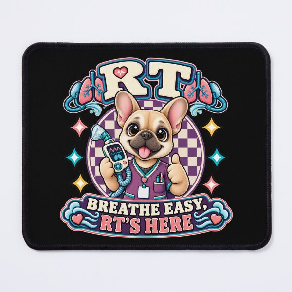 Item preview, RT Respiratory Therapist Breathe Easy Cute Medical French Bulldog Checkered Design designed and sold by ClinicalHubs.