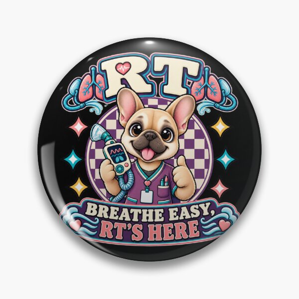 Item preview, RT Respiratory Therapist Breathe Easy Cute Medical French Bulldog Checkered Design designed and sold by ClinicalHubs.