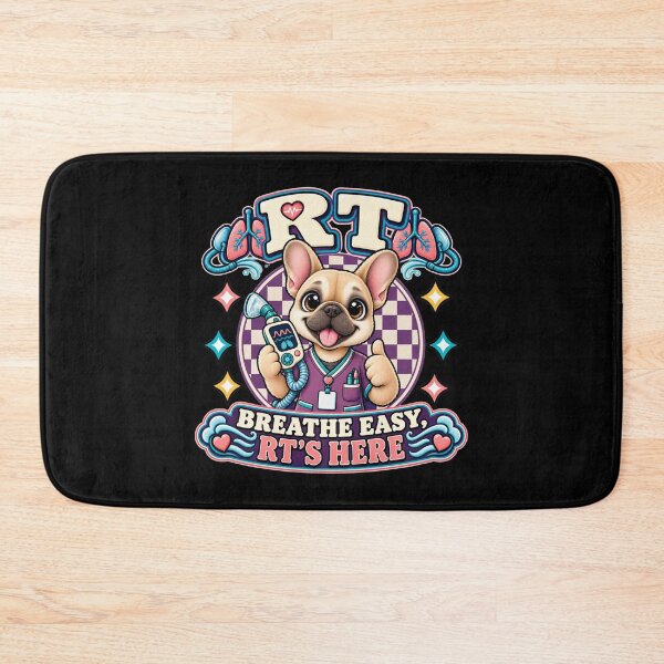 Item preview, RT Respiratory Therapist Breathe Easy Cute Medical French Bulldog Checkered Design designed and sold by ClinicalHubs.