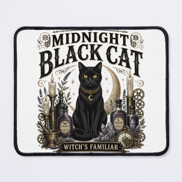 Item preview, Midnight Black Cat Witch's Familiar Steampunk Vintage designed and sold by KristenosNehk.