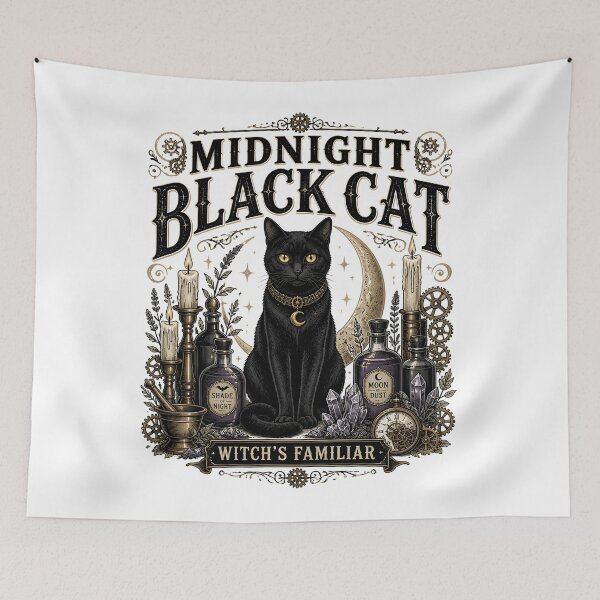 Item preview, Midnight Black Cat Witch's Familiar Steampunk Vintage designed and sold by KristenosNehk.